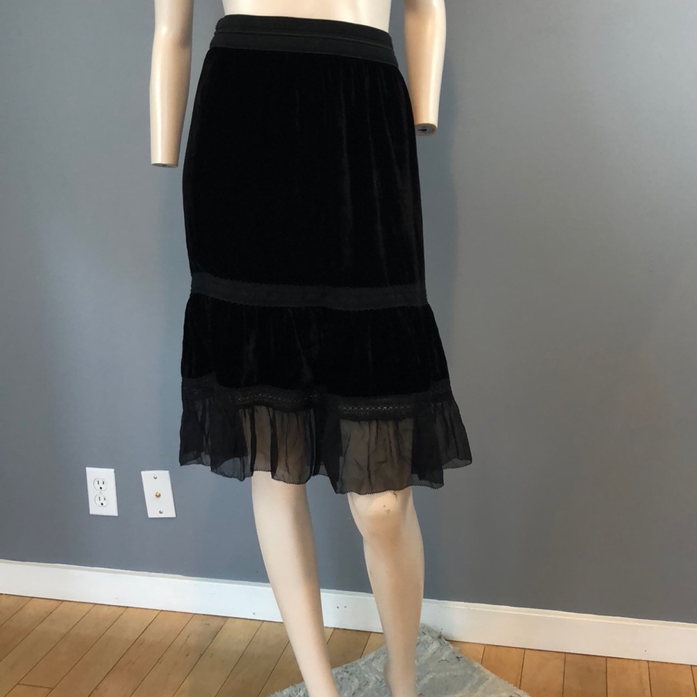NWT Elie Tahari Black Velvet Skirt Sz LG - Picture 2 of 8